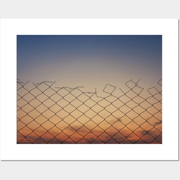 wire mesh against sunset Wall Art by psychoshadow